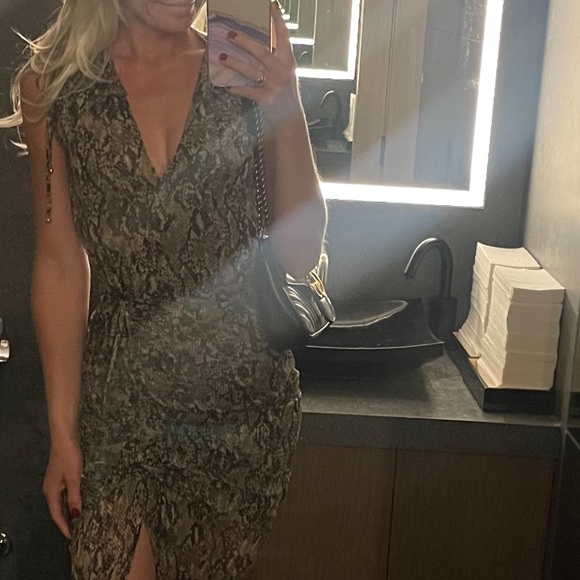 Veronica beard Teagan Ruched Snake-Print Silk-Chiffon Midi
Dress - Picture 6 of 6